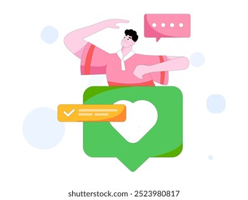 Virtual characters social communication concept business flat vector hand drawn illustration
