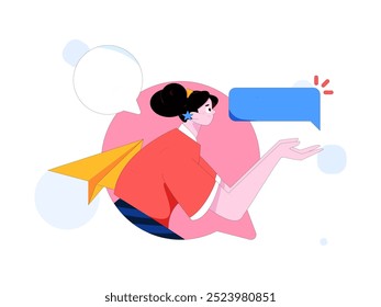 Personagens virtuais conceito de comunicação social negócio plano vetor mão desenhada ilustração
