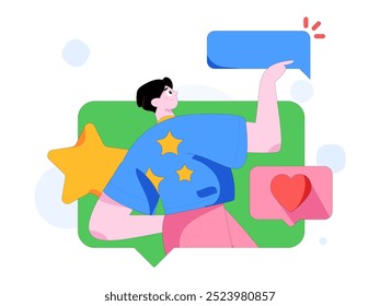Virtual characters social communication concept business flat vector hand drawn illustration
