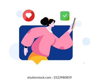 Personagens virtuais conceito de comunicação social negócio plano vetor mão desenhada ilustração
