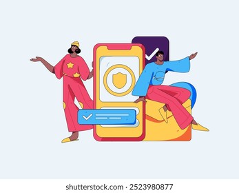 Personagens virtuais conceito de comunicação social negócio plano vetor mão desenhada ilustração
