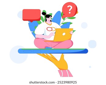 Personagens virtuais conceito de comunicação social negócio plano vetor mão desenhada ilustração
