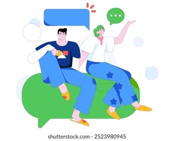 Virtuelle Zeichen Social Communication Concept Business Flat Vektor handgezeichnet
