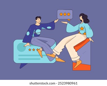 Personagens virtuais conceito de comunicação social negócio plano vetor mão desenhada ilustração
