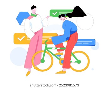 Virtuelle Zeichen Social Communication Concept Business Flat Vektor handgezeichnet
