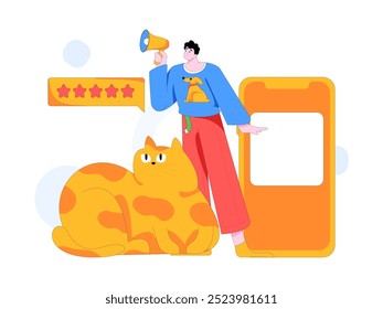 Virtual characters social communication concept business flat vector hand drawn illustration

