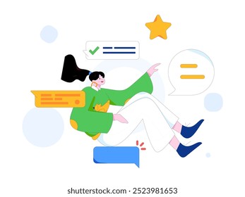 Virtual characters social communication concept business flat vector hand drawn illustration
