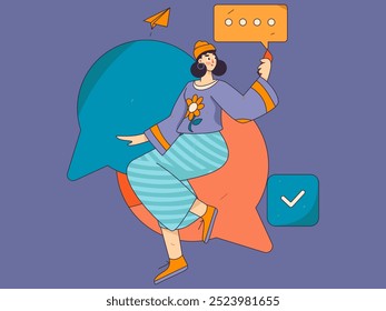 Personagens virtuais conceito de comunicação social negócio plano vetor mão desenhada ilustração
