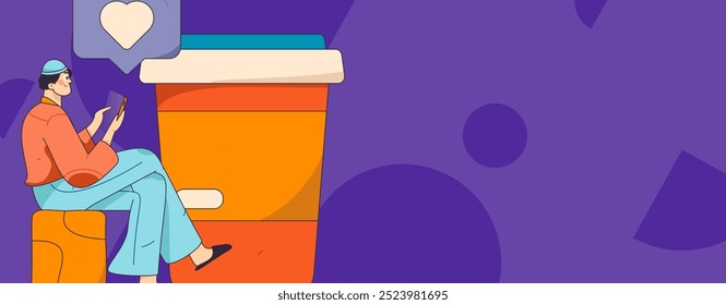 Virtual characters social communication concept business flat vector hand drawn illustration
