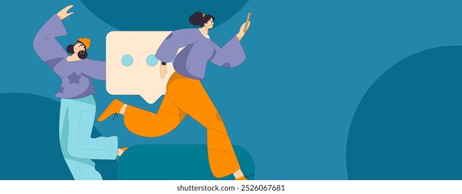 Personagens virtuais conceito de comunicação social negócio plano vetor mão desenhada ilustração
