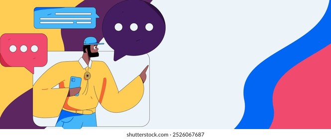 Personagens virtuais conceito de comunicação social negócio plano vetor mão desenhada ilustração
