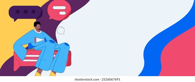 Virtual characters social communication concept business flat vector hand drawn illustration
