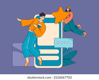 Virtual characters social communication concept business flat vector hand drawn illustration
