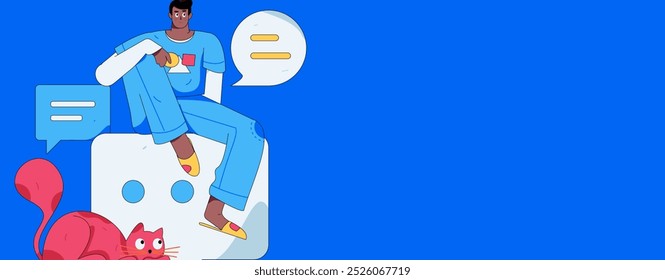 Personagens virtuais conceito de comunicação social negócio plano vetor mão desenhada ilustração
