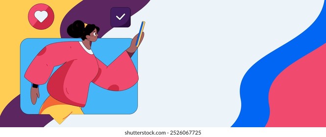 Concepto de comunicación social de personajes virtuales ilustración de Vector plano de negocios dibujado a mano
