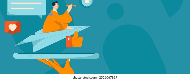 Virtual characters social communication concept business flat vector hand drawn illustration

