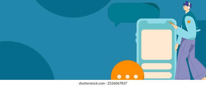 Virtual characters social communication concept business flat vector hand drawn illustration
