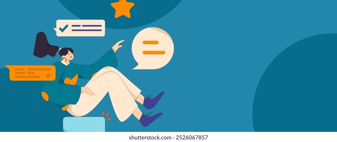 Personagens virtuais conceito de comunicação social negócio plano vetor mão desenhada ilustração
