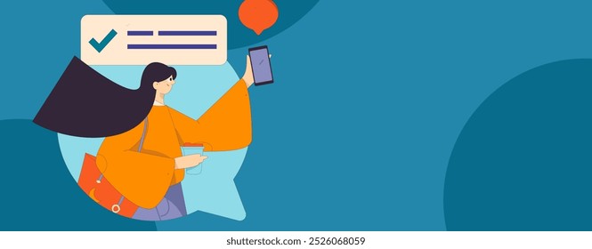 Virtual characters social communication concept business flat vector hand drawn illustration

