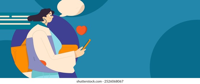 Personagens virtuais conceito de comunicação social negócio plano vetor mão desenhada ilustração
