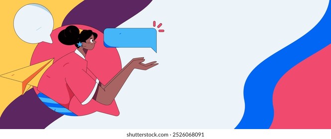 Virtual characters social communication concept business flat vector hand drawn illustration
