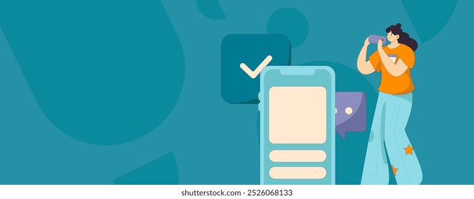 Virtual characters social communication concept business flat vector hand drawn illustration
