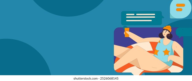 Virtual characters social communication concept business flat vector hand drawn illustration
