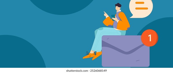 Virtuelle Zeichen Social Communication Concept Business Flat Vektor handgezeichnet
