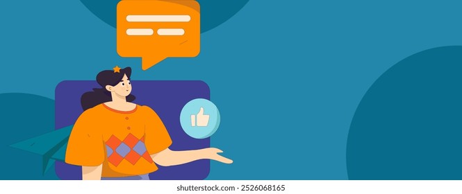 Virtual characters social communication concept business flat vector hand drawn illustration
