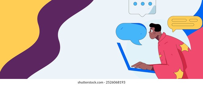 Virtuelle Zeichen Social Communication Concept Business Flat Vektor handgezeichnet
