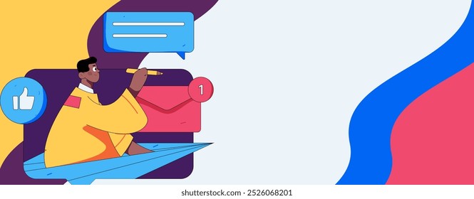 Virtual characters social communication concept business flat vector hand drawn illustration
