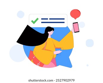 Virtual characters social communication concept business flat vector hand drawn illustration

