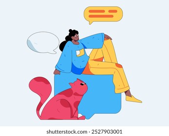 Virtuelle Zeichen Social Communication Concept Business Flat Vektor handgezeichnet

