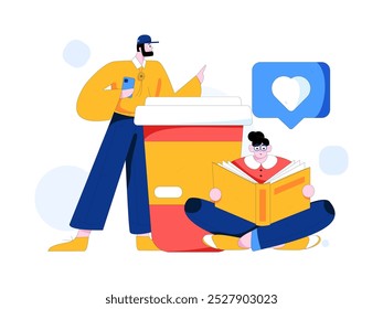 Virtuelle Zeichen Social Communication Concept Business Flat Vektor handgezeichnet

