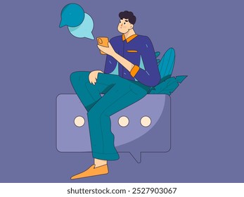 Personagens virtuais conceito de comunicação social negócio plano vetor mão desenhada ilustração

