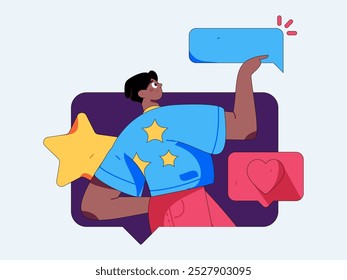 Virtual characters social communication concept business flat vector hand drawn illustration

