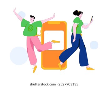 Personagens virtuais conceito de comunicação social negócio plano vetor mão desenhada ilustração

