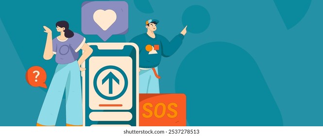 Virtual characters social communication concept business flat vector hand drawn illustration
