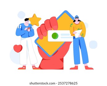 Virtual characters social communication concept business flat vector hand drawn illustration
