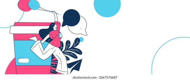 Virtuelle Zeichen Social Communication Concept Business Flat Vektor handgezeichnet
