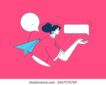Virtuelle Zeichen Social Communication Concept Business Flat Vektor handgezeichnet
