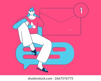 Personagens virtuais conceito de comunicação social negócio plano vetor mão desenhada ilustração
