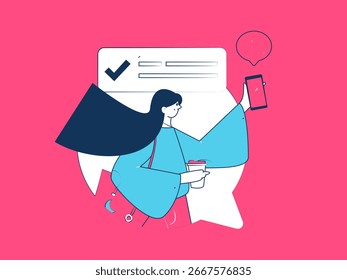 Personagens virtuais conceito de comunicação social negócio plano vetor mão desenhada ilustração
