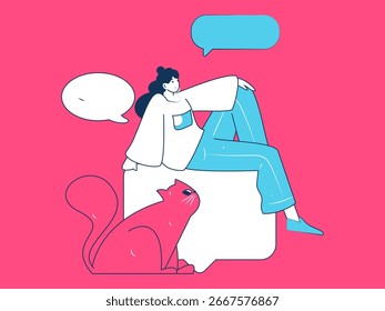 Personagens virtuais conceito de comunicação social negócio plano vetor mão desenhada ilustração
