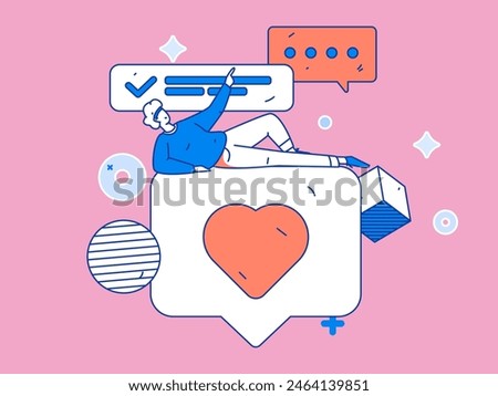 Virtual characters social communication concept business flat vector hand drawn illustration
