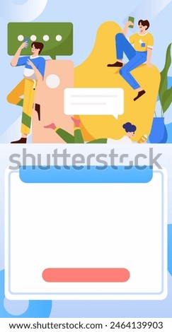 Virtual characters social communication concept business flat vector hand drawn illustration
