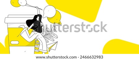 Virtual characters social communication concept business flat vector hand drawn illustration
