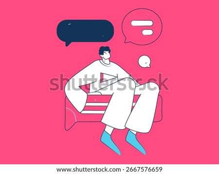 Virtual characters social communication concept business flat vector hand drawn illustration
