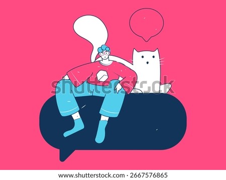 Virtual characters social communication concept business flat vector hand drawn illustration
