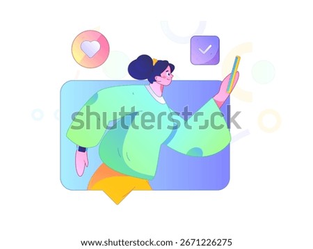 Virtual characters social communication concept business flat vector hand drawn illustration
